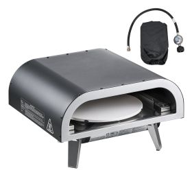Outdoor Pizza Oven, 12 in Propane Gas Pizza Maker, Portable Pizza-Cooker with Electric Rotation, Thickened Pizza-Stone, Carry Bag