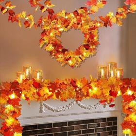 4 Pack Fall Decor Garland - Fall Thanksgiving Decorations for Home - 23.6Ft Maple Leaves Garland with Lights Battery Operated for Mantle Fireplac