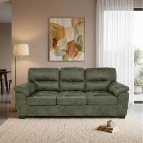 Modern 81" Foil Fabric Sofa with Padded Armrests and Black Triangular Legs, 3-Seater Upholstered Sofa for the Living Room,Olive Green. (Option: Olive Green)