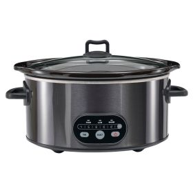 6/8 Quart Slow Cooker with 3 Cooking Settings, Non-Stick Ceramic Inner Pot, Dishwasher-Safe Lid, Multi-Functional Slow Cooker for Soups, Stews (Color: Black, size: 6L)