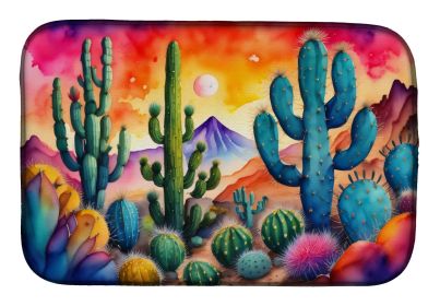 Cactus in Color Dish Drying Mat Absorbent Dish Drying Mat Pad for Kitchen Counter Dish Drainer Mat for Countertop, 14 x 21", Multicolor (Default: Default)